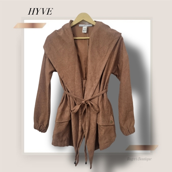 🌿NWT HYFVE Tan Cinch Waist Women's Small Cavender’s Boho Chic Fall Coat - Picture 3 of 14